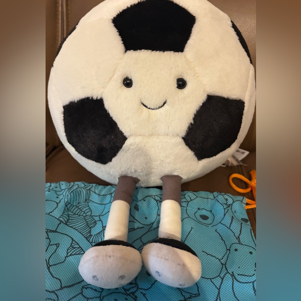 Jellycat Smiling Soccer Ball Plush - NWT and bag